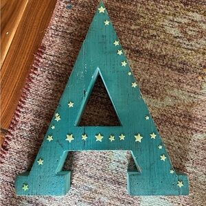Hobby Lobby Teal Letter A with Cream Stars